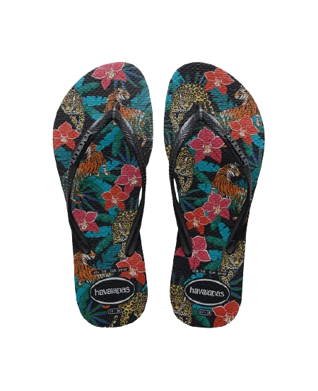 INFRADITO DONNA HAVAIANAS SLIM TROPICAL NERE CON MOTIVO FLOREALE 1 INFRADITO DONNA HAVAIANAS SLIM TROPICAL NERE CON MOTIVO FLOREALE