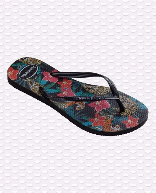 INFRADITO DONNA HAVAIANAS SLIM TROPICAL NERE CON MOTIVO FLOREALE 2 INFRADITO DONNA HAVAIANAS SLIM TROPICAL NERE CON MOTIVO FLOREALE - immagine 2