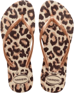 INFRADITO DA MARE DA DONNA HAVAIANAS SLIM ANIMALS BEIGE-ROSE GOLD-DARK BROWN 4103352 9919