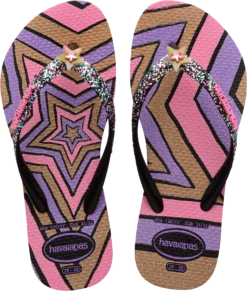 INFRADITO DA MARE JUNIOR HAVAIANAS KIDS SLIM GLITTER TRENDY BLACK 4146976 0090